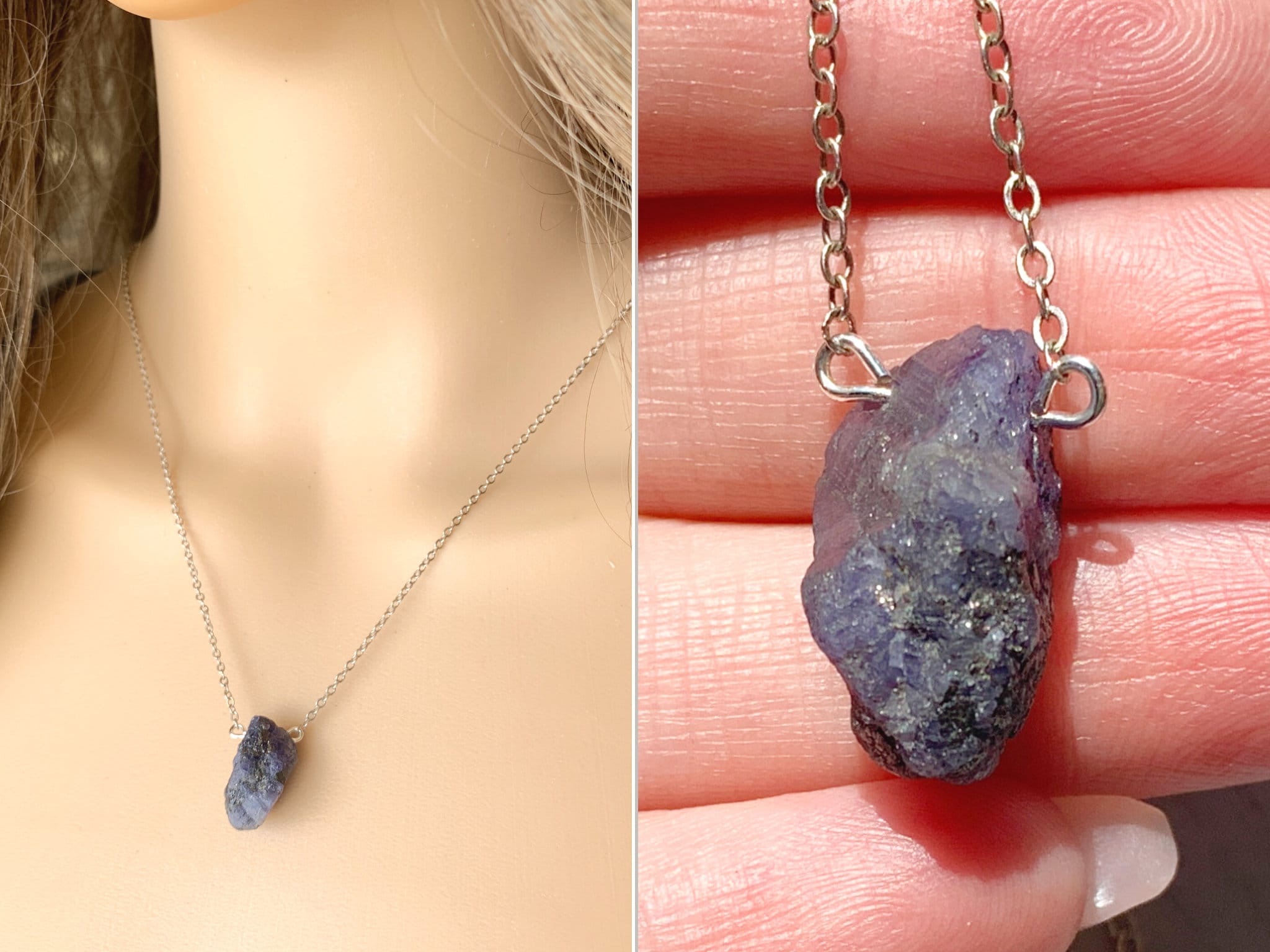 Tanzanite Necklace Silver Or Gold, Raw Tanzanite Crystal Pendant, Blue Stone Necklace, Throat Chakra Necklace, Real Tanzanite Exact Stone Tanzanite Necklace Silver Or Gold, Raw Tanzanite Crystal Pendant, Blue Stone Necklace, Throat Chakra Necklace, Real Tanzanite Exact Stone
