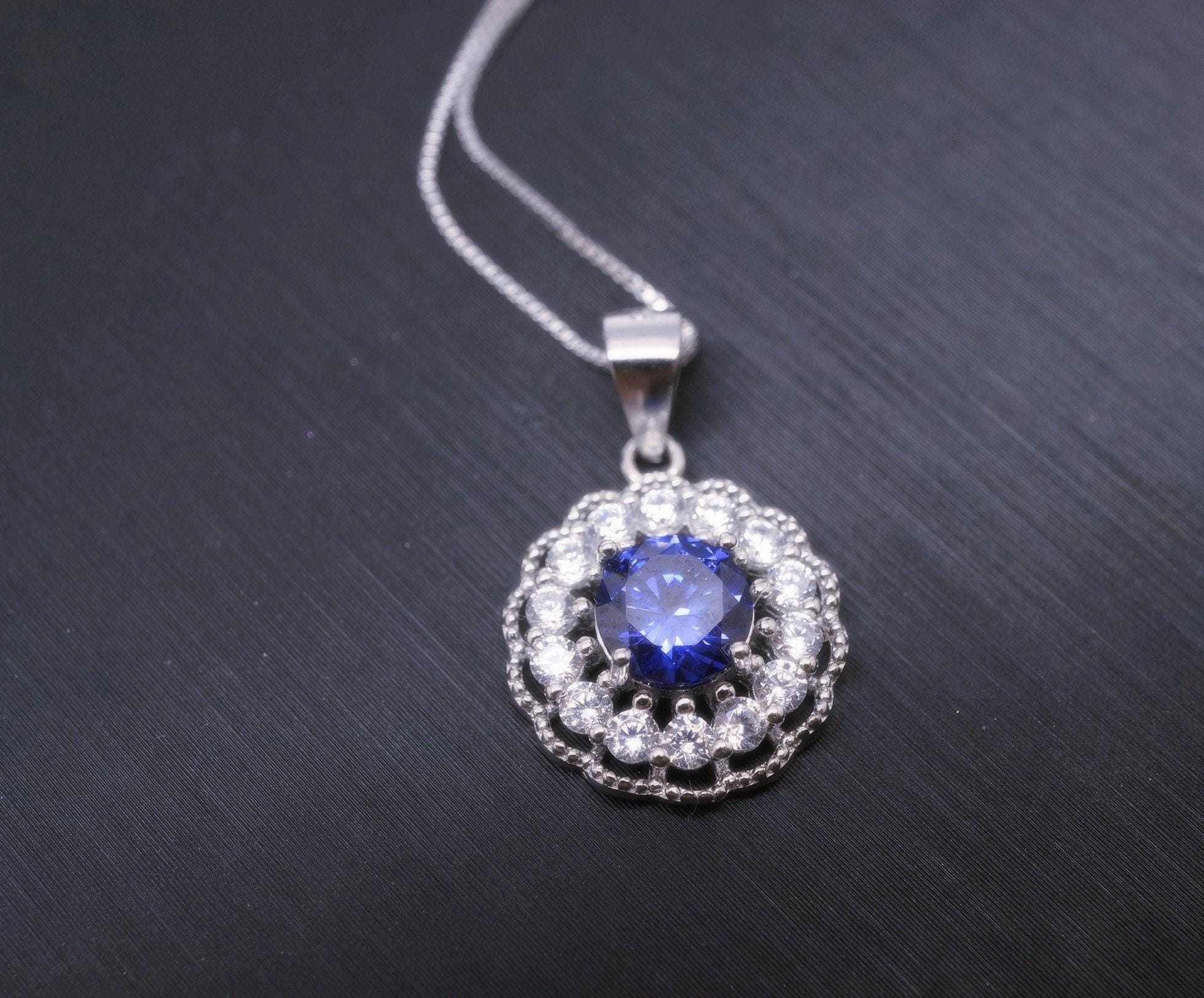 Tanzanite Necklace Sterling Silver - 925 Round Cubic Zirconia Flower Of Life Tanzanite Pendant 1027 Tanzanite Necklace Sterling Silver - 925 Round Cubic Zirconia Flower Of Life Tanzanite Pendant 1027