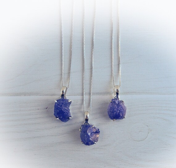 Tanzanite Necklace Sterling Silver • Genuine Tanzanite Pendant • Sterling Raw Tanzanite Necklace • Purple Stone Necklace • Holiday Gift