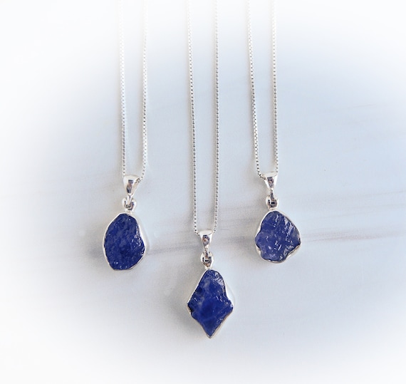 Tanzanite Necklace Sterling Silver • Tanzanite Pendant • Sterling Raw Tanzanite Necklace • Gift For Her • Gemstone Pendant • Affordable Gift