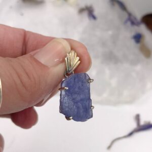 Rough Tanzanite Sterling Silver Pendant -Stone for Communication, Wisdom and Connection