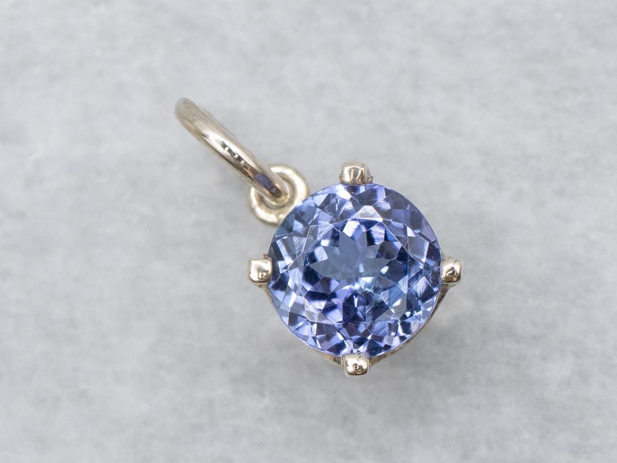 Round-cut Tanzanite Solitaire Pendant In White Gold
