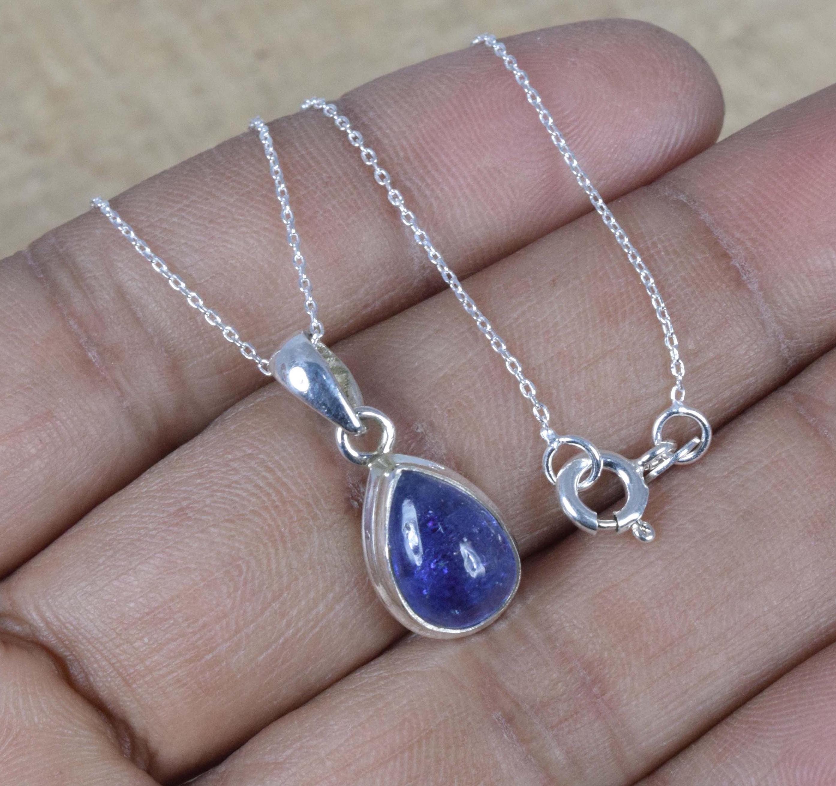 Tanzanite Sterling Silver Pendant Necklace: December Birthstone Jewelry