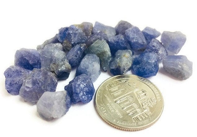 Raw Tanzanite Crystal Lot: (3) Rough Light Blue Gemstones (6-9 Mm)