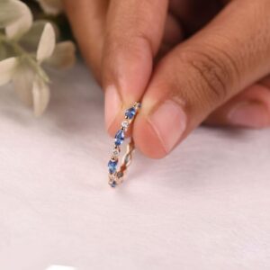14k Gold Tanzanite Marquise Wedding Band, Full Eternity Rings Moissanite Anniversary Ring