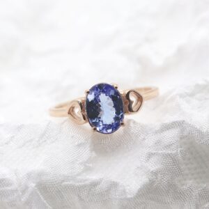 14k White Gold Oval Tanzanite Ring: Handmade Bridal Engagement Ring