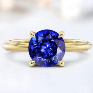 2ct Unique Tanzanite Engagement Ring Round Cut Blue Gemstone Ring 14k Gold Tanzanite Solitaire Wedding Ring Unique Bridal Anniversary Gift