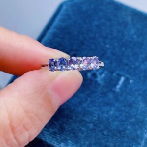 Handmade Real Tanzanite Sterling Silver Stackable Ring - December Birthstone Handmade Real Tanzanite Sterling Silver Stackable Ring - December Birthstone