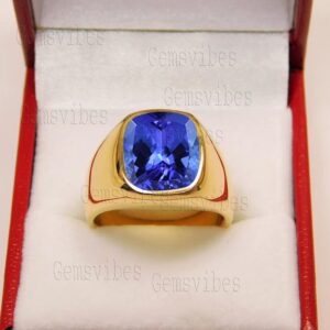 Men's Tanzanite Gemstone Ring For Him 925 Sterling Silver Signet Rings For Men Wedding Gift Stackable Tanzanite Ring Handmade Gold Band Ring