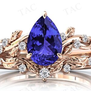 Pear Shaped Tanzanite Wedding Ring Set Art Deco Tanzanite Leaf Style Engagement Ring Set Vintage Tanzanite Bridal Anniversary Promise Rings Pear Shaped Tanzanite Wedding Ring Set Art Deco Tanzanite Leaf Style Engagement Ring Set Vintage Tanzanite Bridal Anniversary Promise Rings