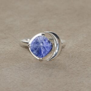 Raw Tanzanite Ring: Handmade 925 Sterling Silver Adjustable Ring