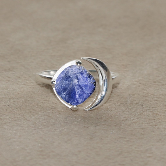 Raw Tanzanite Ring: Handmade 925 Sterling Silver Adjustable Ring