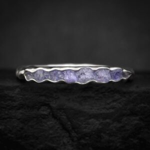 Raw Tanzanite Wedding Band. Alternative Rustic Organic Unique Natural Raw Rough Uncut Purple December Gemstone Tanzanite Wedding Band Ring