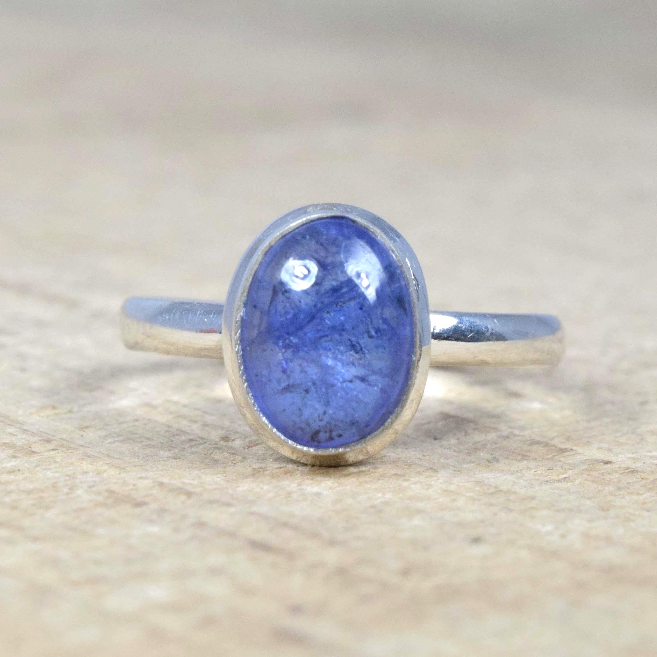 Real Blue Tanzanite 925 Sterling Silver Gemstone Ring-boho Style Jewelry-december Birthstone-solitaire Ring-minimalist Ring-statement Ring