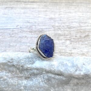 Size 7 Natural Raw Tanzanite Ring, Genuine Tanzanite Ring, 925 Sterling Silver Ring, Natural Crystal Ring, Natural Stone
