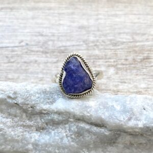 Size 8.5 Natural Raw Tanzanite Ring, Genuine Tanzanite Ring, 925 Sterling Silver Ring, Natural Crystal Ring, Natural Stone