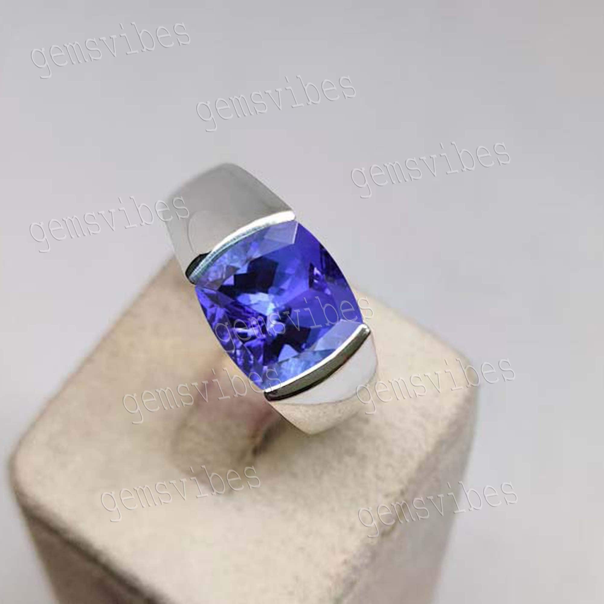 Tanzanite Ring, Sterling Silver, Gemstone, Statement, Handmade Men's Jewelry