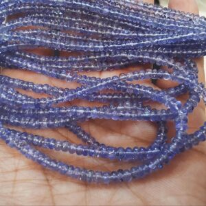 16 Inches strand, Natural Tanzanite Smooth Rondelle, Size 3-4mm