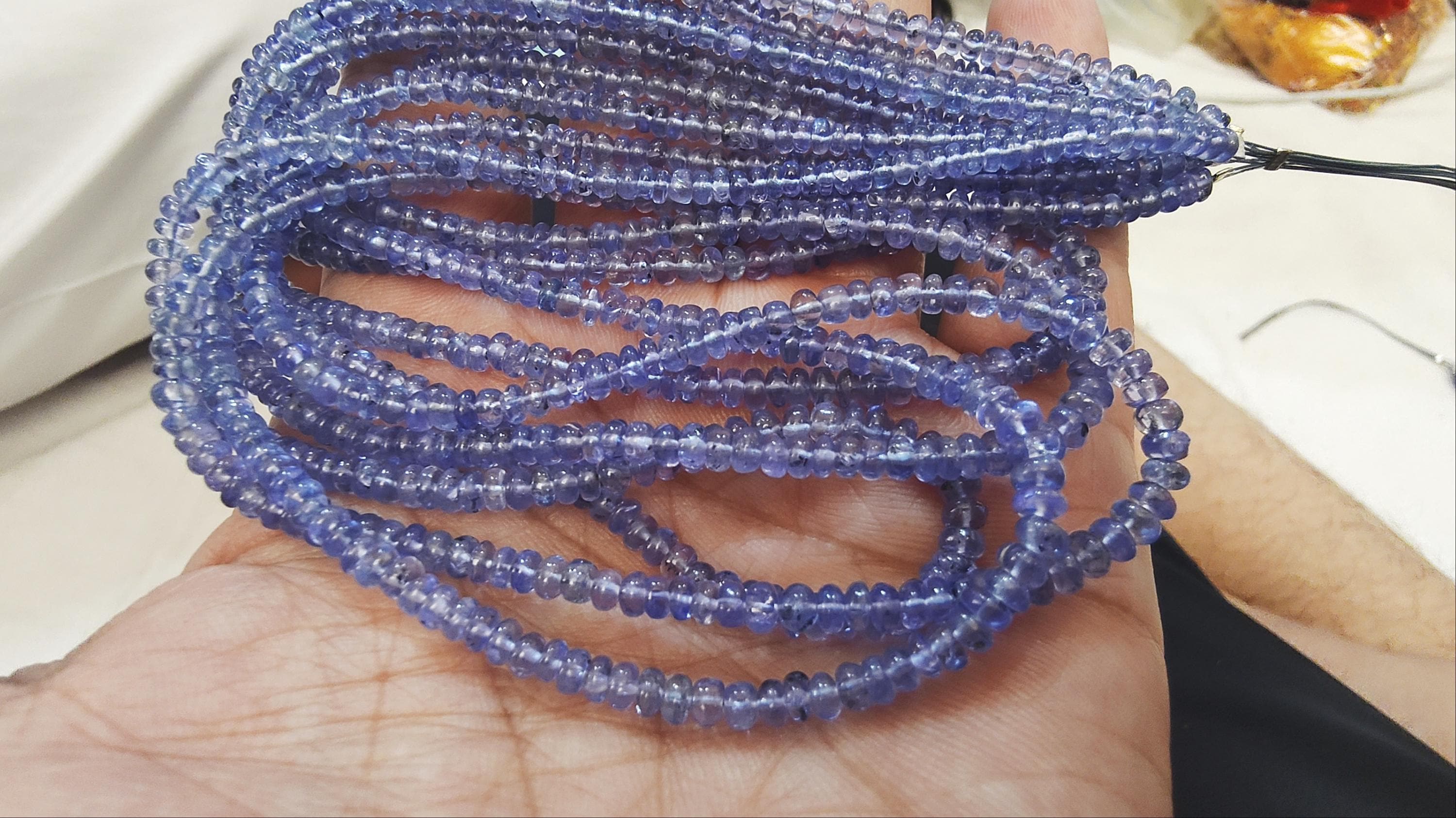 16 Inches Strand, Natural Tanzanite Smooth Rondelle, Size 3-4mm