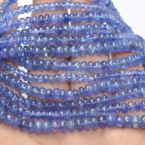 4 Inches strand, Natural Tanzanite Smooth Rondelle, Size  5mm