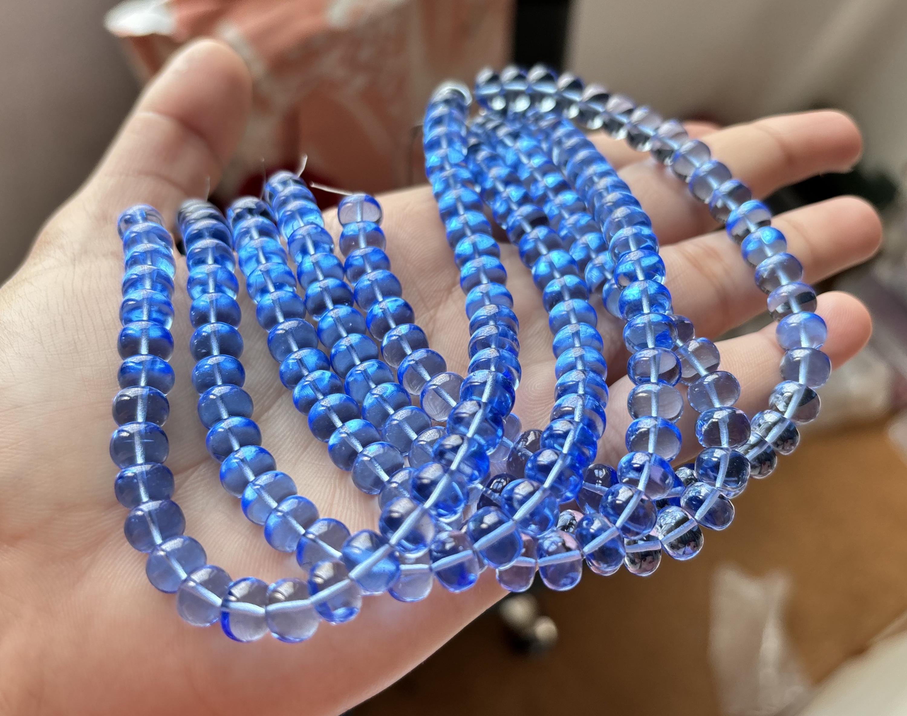6 Inches Strand, Tanzanite Blue Quartz Smooth Rondelles, Size 8mm