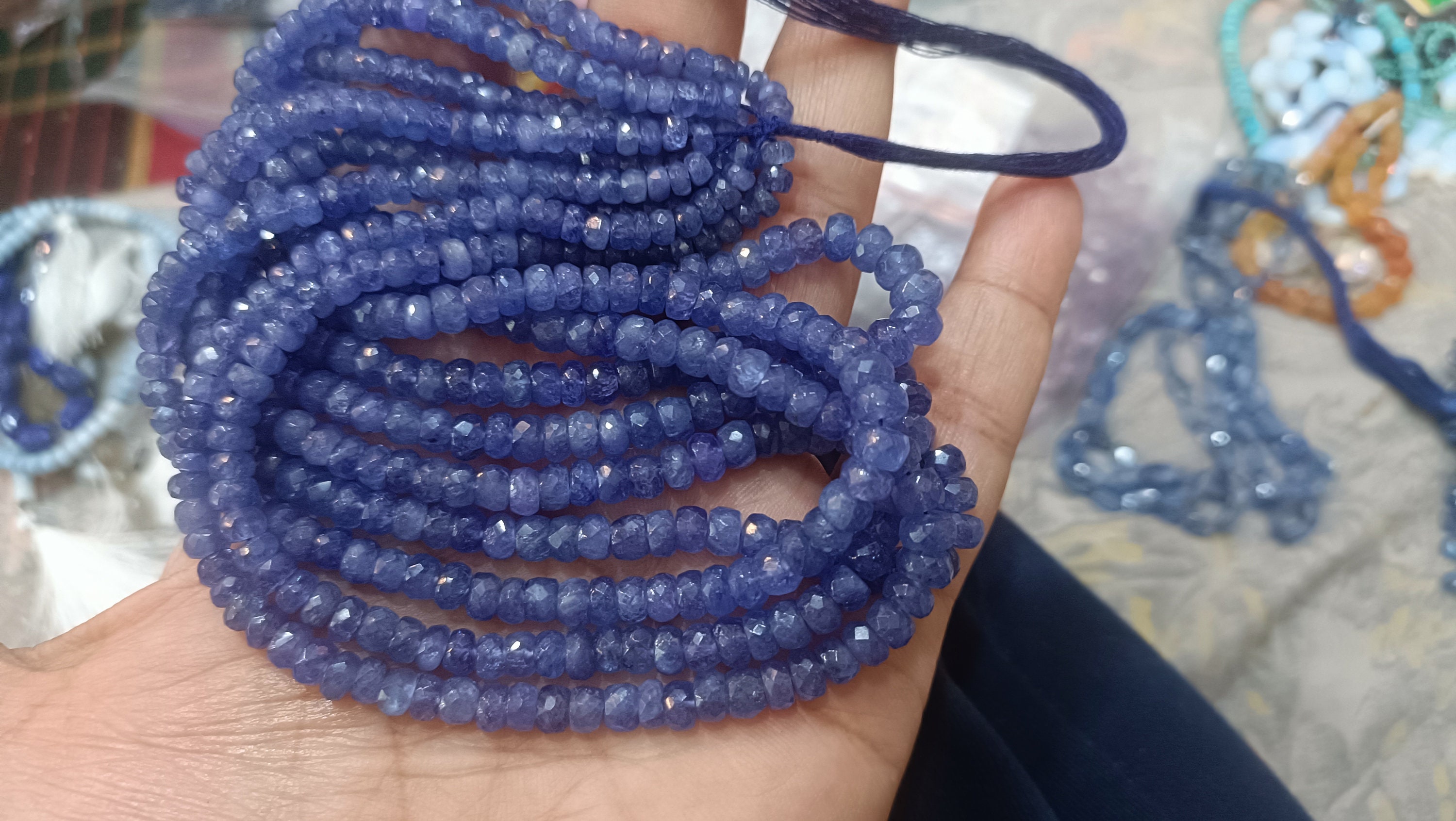 7 Inches Strand,natural Tanzanite Facetes Rondelle,size 4-5mm