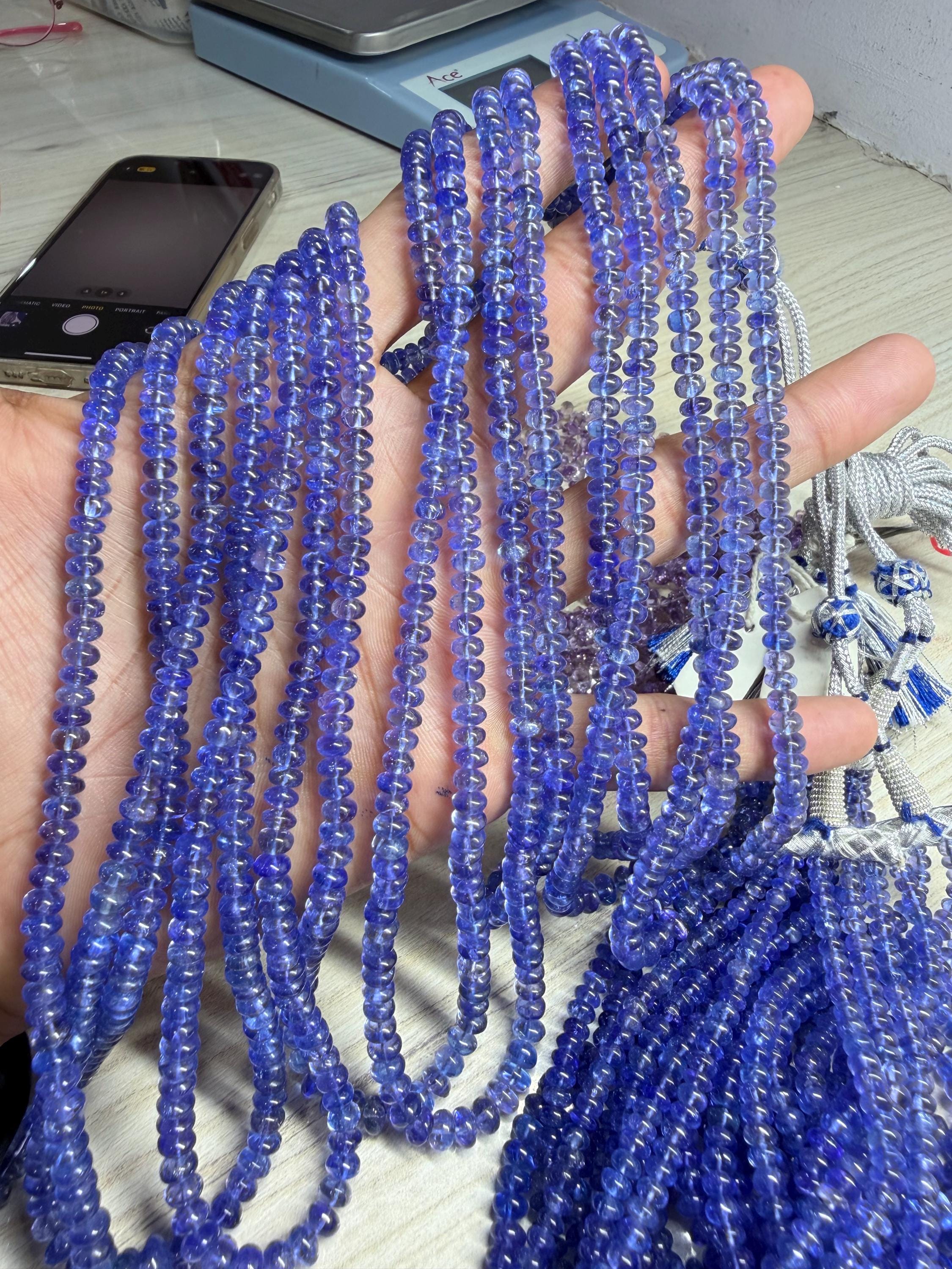 8 Inches Strand, Natural Tanzanite Smooth Rondelle, Size 3-3.15mm