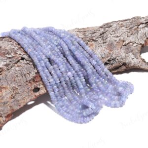 Aaa+ Blue Tanzanite Smooth Rondelle Beads,5-6 Mm Natural Tanzanite Indian Cut Beads,16" Loose Gemstone Beads For Handmade Jewelry