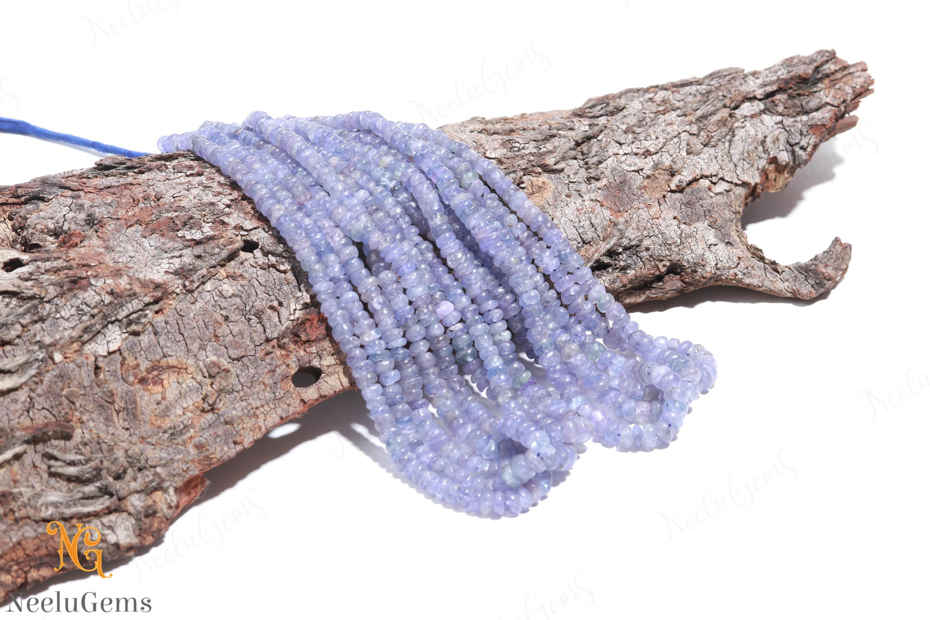 Aaa+ Blue Tanzanite Smooth Rondelle Beads,5-6 Mm Natural Tanzanite Indian Cut Beads,16" Loose Gemstone Beads For Handmade Jewelry