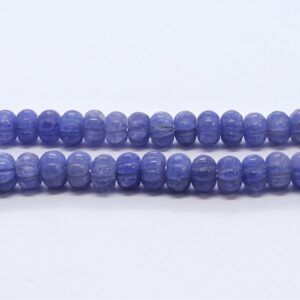 AAA Tanzanite Hand carved rondelle Beads, 8 MM Tanzanite Beads, 7 Inch Tanzanite Rondelle Beads, Tanzanite Pumpkin Shape beads for jewelry