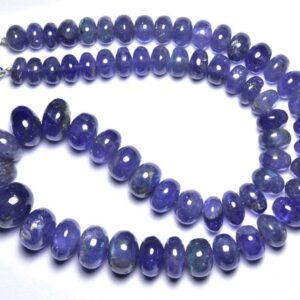Big 384 Cts Tanzanite Rondelle Beads - 16 Inches - Natural Super Quality Tanzanite Smooth Rondelle Strand - Size Is 8 - 13 Mm #761