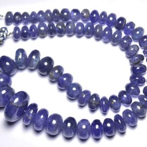 Big 387 Cts Tanzanite Rondelle Beads - 16 Inches - Natural Super Quality Tanzanite Smooth Rondelle Rondelle Strand- Size Is 8 - 13.5 Mm #761