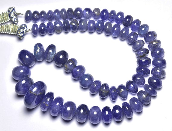 Big 387 Cts Tanzanite Rondelle Beads - 16 Inches - Natural Super Quality Tanzanite Smooth Rondelle Rondelle Strand- Size Is 8 - 13.5 Mm #761