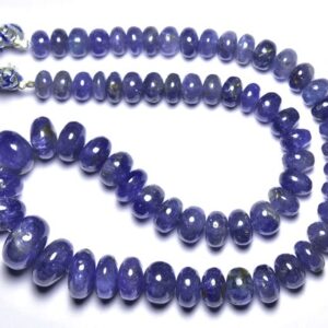 Big 396 Cts Tanzanite Rondelle Beads - 16 Inches - Natural Super Quality Tanzanite Smooth Rondelle Strand - Size Is 8 - 14 Mm #761