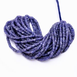 Natural Tanzanite Gemstone 4mm-5mm Heishi Smooth Beads | 16inch Strand | Tanzanite Semi Precious Gemstone Tyre Rondelle / Coin Spacer Beads