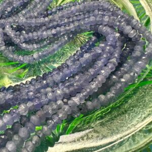 Natural Handcut  Facted Rustic Tanzanite Ethereal Wisteria Purple multi tonal rondelles 3-4mm approx