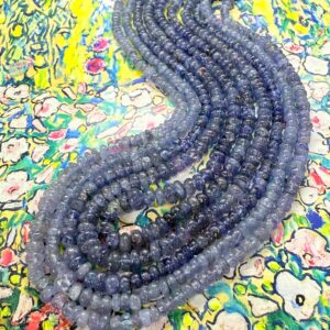 Natural Handcut  Rustic uneven Tanzanite Ethereal Wisteria Purple Smooth multi tonal rondelles 3-5mm