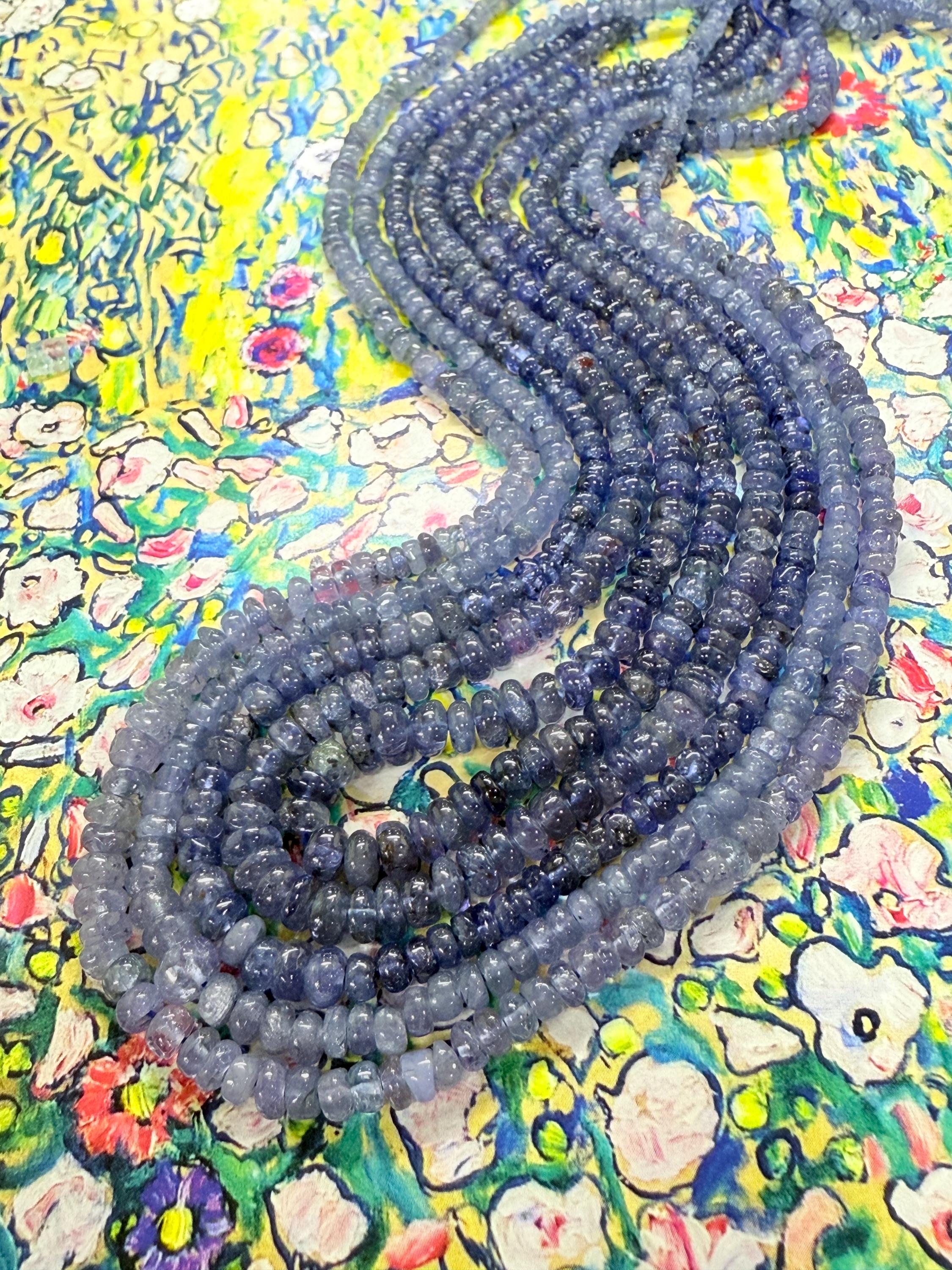 Natural Handcut  Rustic Uneven Tanzanite Ethereal Wisteria Purple Smooth Multi Tonal Rondelles 3-5mm
