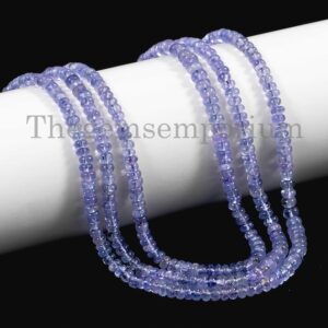 Natural Tanzanite Plain Rondelle Beads, 3.25-3.5mm Smooth Rondelle Beads,Loose Jewelry Making Gemstone Beads, Tanzanite Plain Gemstone Beads