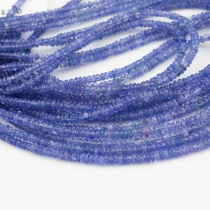 Natural Tanzanite Smooth Roundel Beads Size 4mm 15.5" Strand