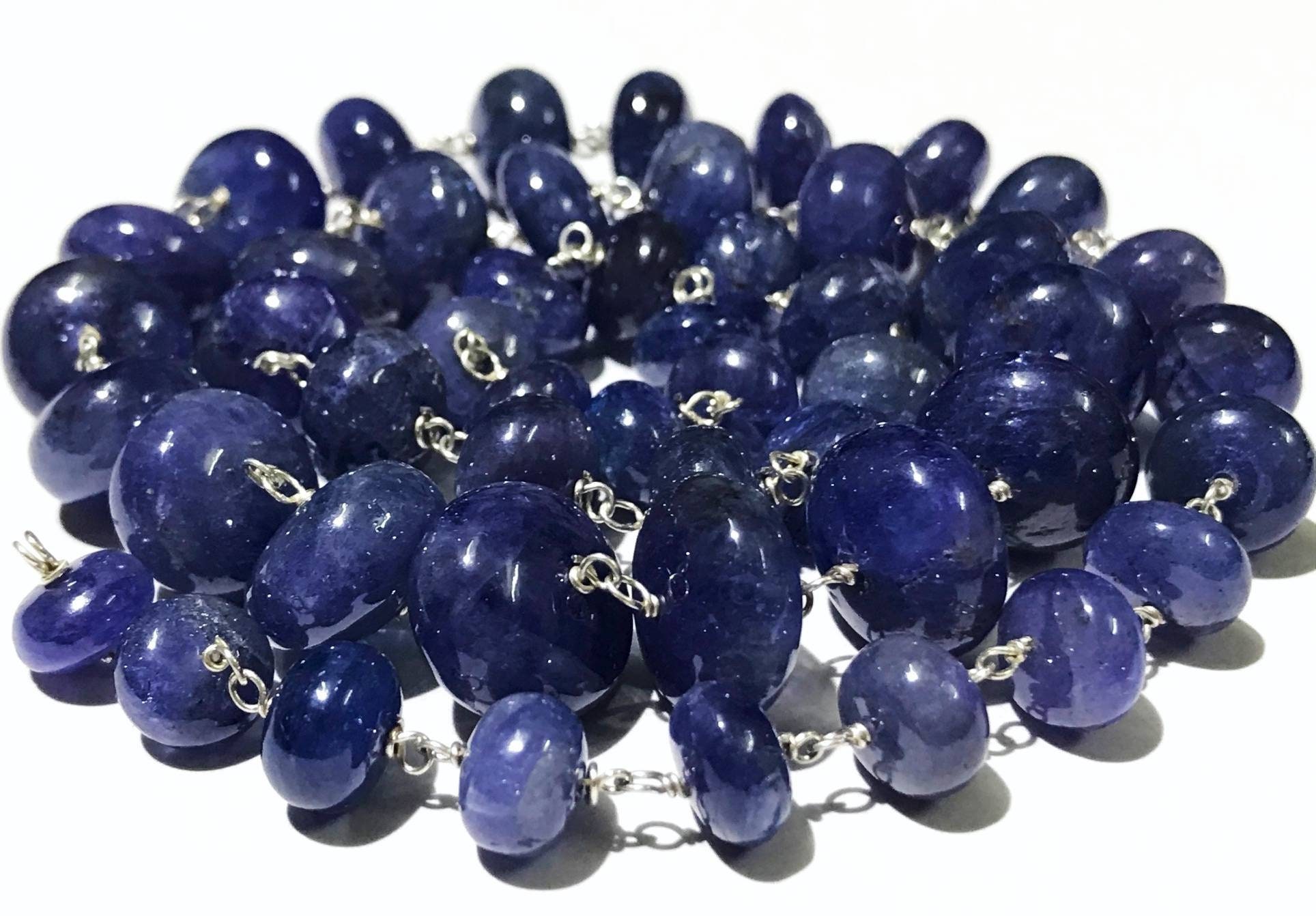 Tanzanite Rosary! Aaa+ Quality Natural Tanzania Tanzanite/22” Smooth Tanzanite Gemstone Rosary Beads/genuine Tanzanite Rondelle Beads/8*12mm