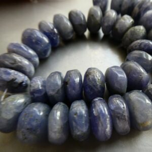 Tanzanite Smooth Rondelle 11-12mm Beads-4in Strand Gemstone- Jewelry Making -craft Beads