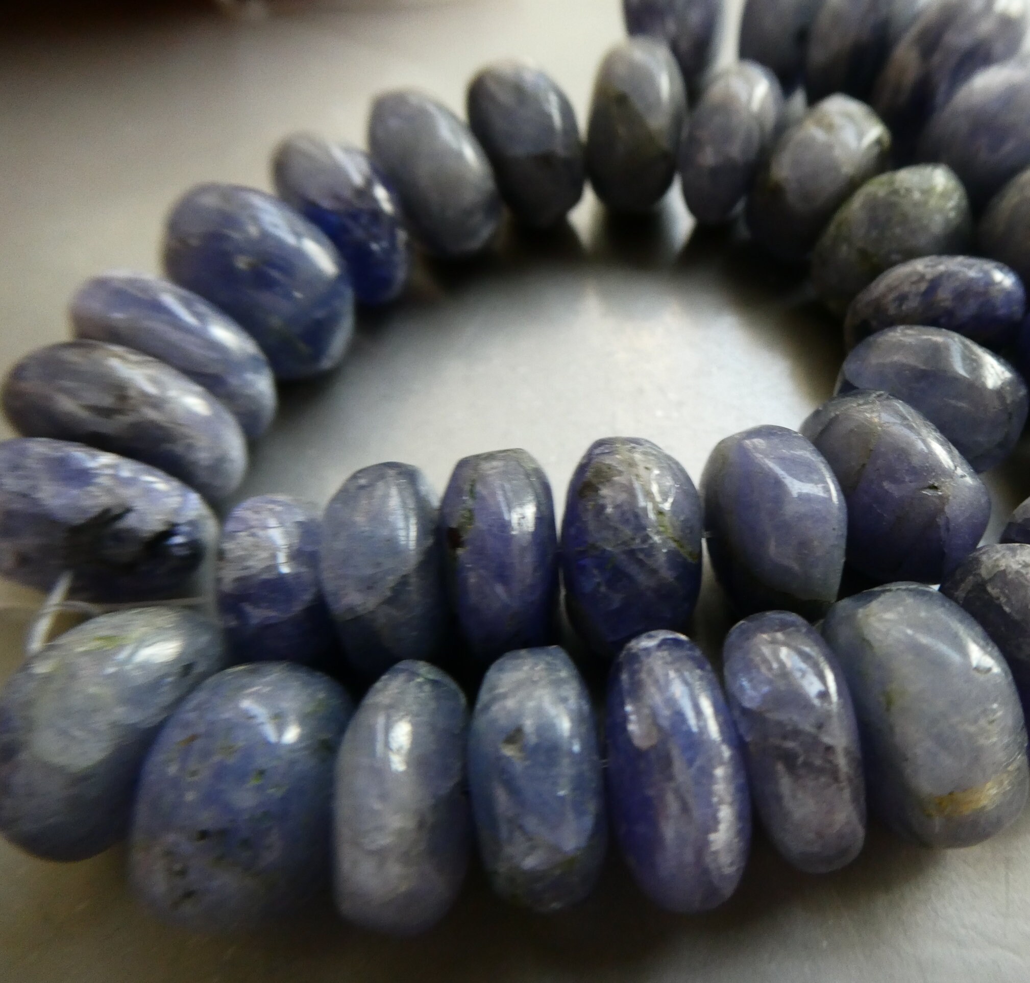 Tanzanite Smooth Rondelle 11-12mm Beads-4in Strand Gemstone- Jewelry Making -craft Beads