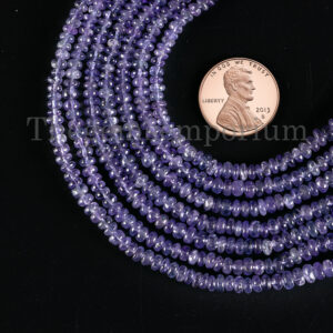 Tanzanite Smooth Rondelle Beads, 3-5 mm Plain Tanzanite Beads, Loose Tanzanite Beads, Smooth Rondelle Beads For Jewelry, Gemstone Beads