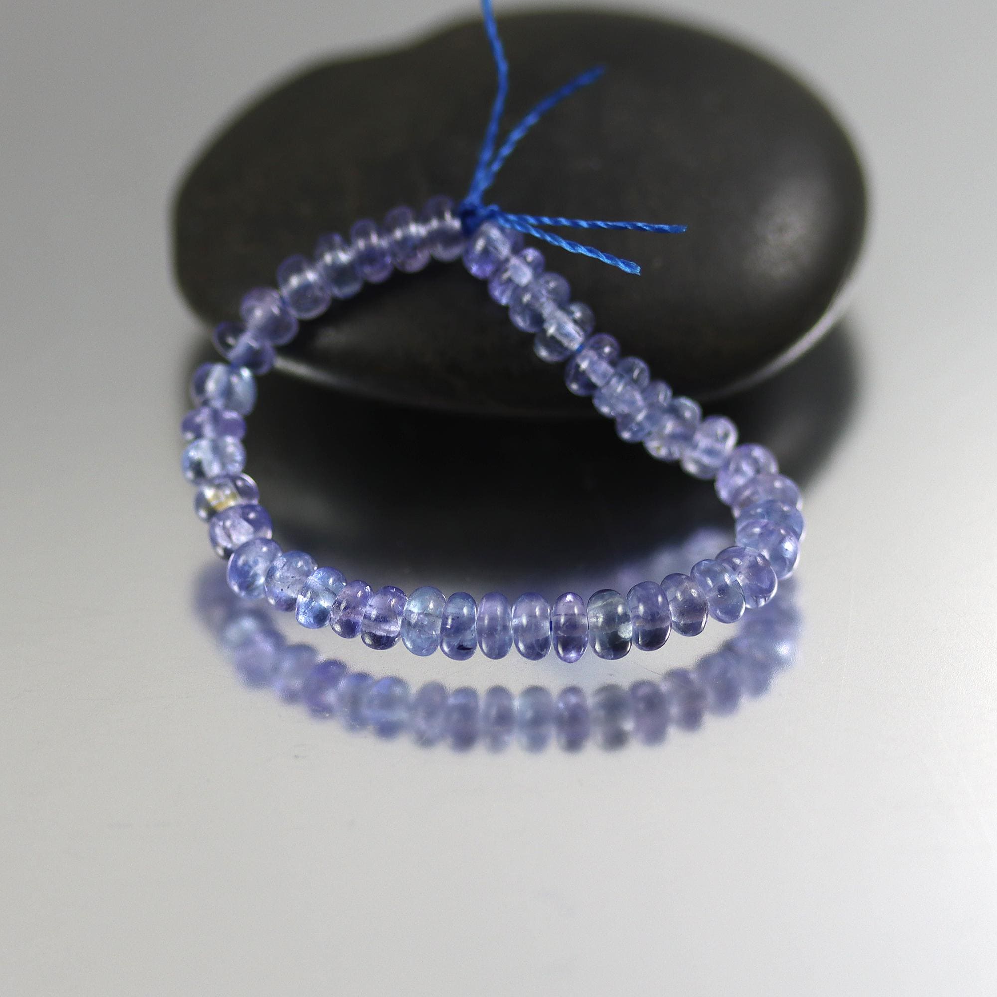 Tanzanite Smooth Rondelles - 3 Inches - 3mm - 40 Beads