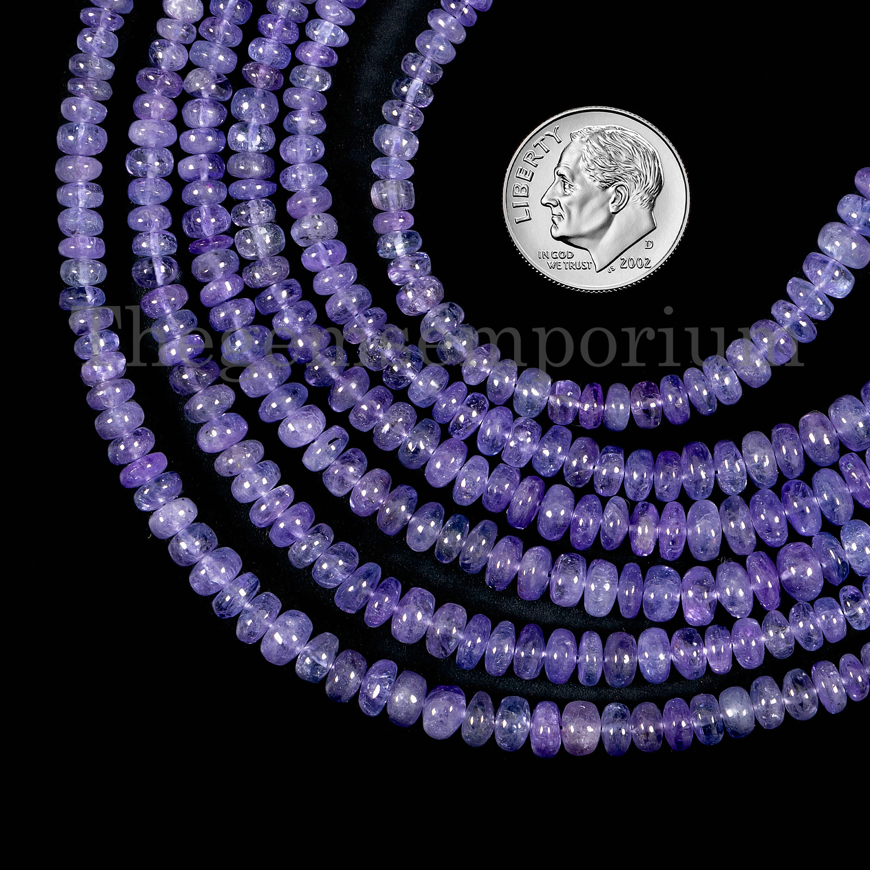 Tanzanite Smooth Rondelles, Graduated 3-5mm Beads, Natural Gemstones, Purple Gems, Blue Beads, December Birthstone Loose For Jewelry Making