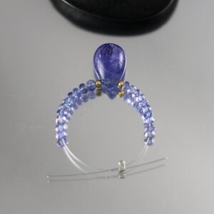 Superb Tanzanite Pear Briolette and Rondelle Beads - Set of 21 - 13 and 3mm