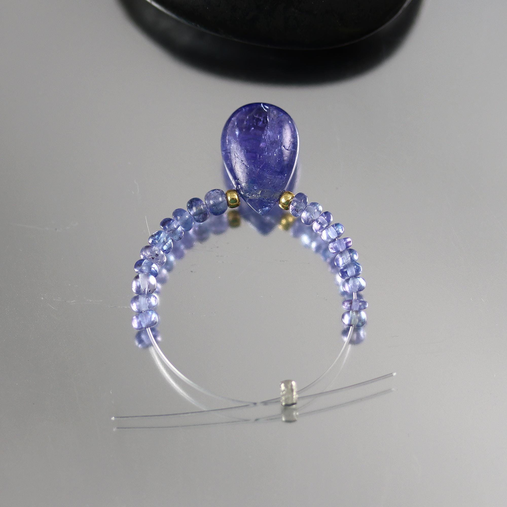 Superb Tanzanite Pear Briolette And Rondelle Beads - Set Of 21 - 13 And 3mm