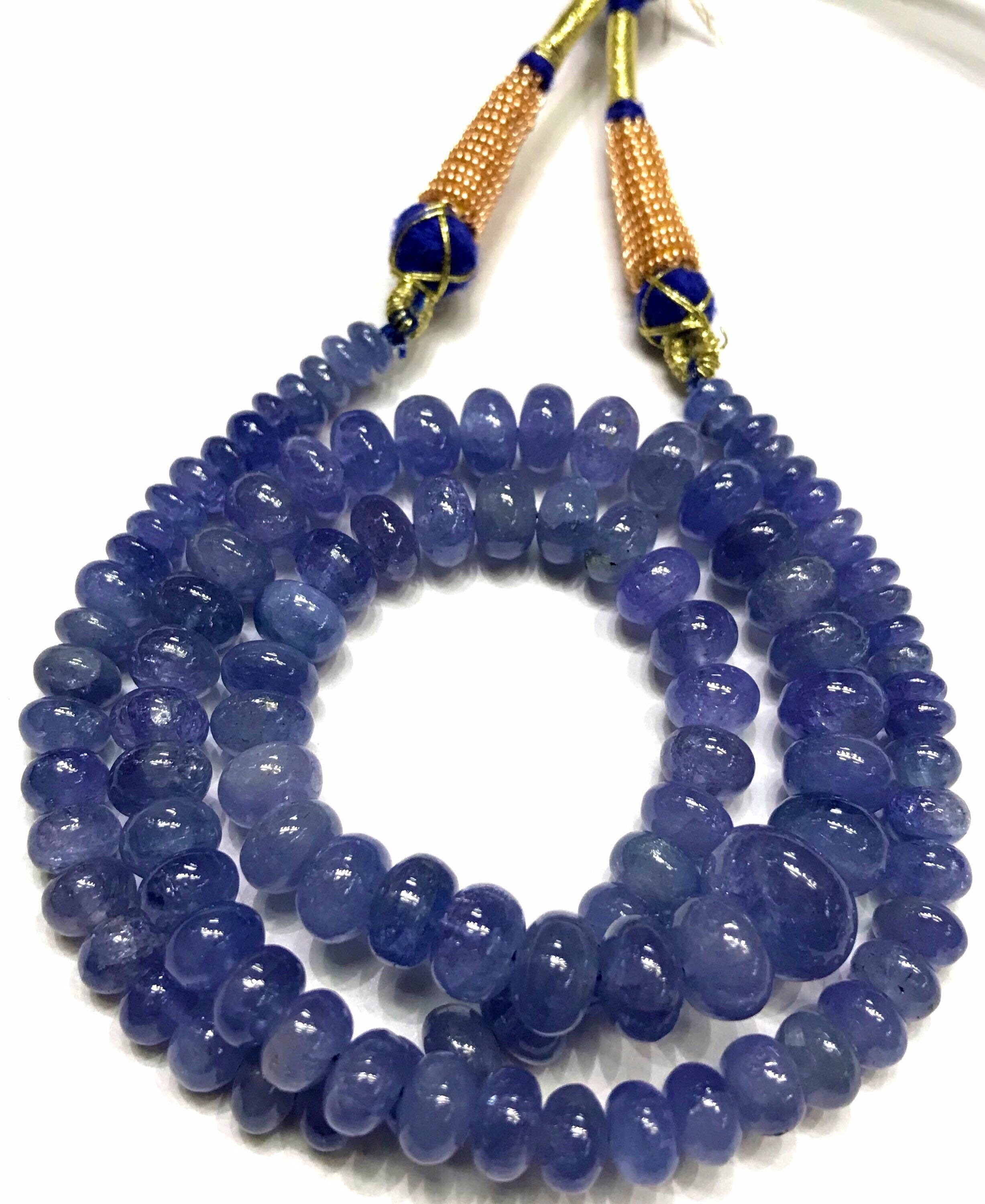 Top Quality 18" Strand Of Natural Smooth Tanzanite Rondelle Beads 5-8 Mm For Jewellery Making. Rare Art Piece Of Natural Tanzanite Gemsotne.