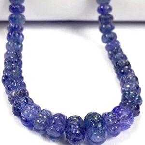 Very Rare~AAA++ Tanzanite Carved Gemstone Beads Natural Tanzanite Melon Shape Beads Tanzanite Carved Rondelle Beads Tanzanite Pumpkin Beads